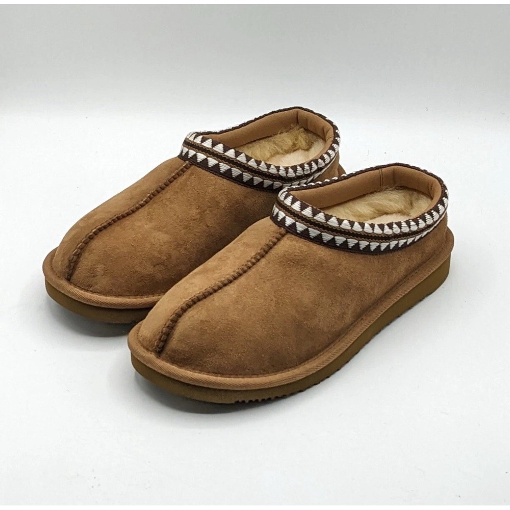 Kirkland "Unisex Shearling‎ Slippers" Natural Comfort Genuine Sheepskin Tan Sz 6